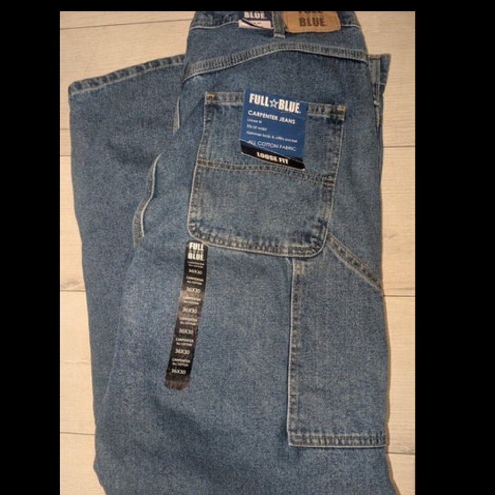 Vintage NWT Full Blue Mens Carpenter Jeans Size 36 x 30